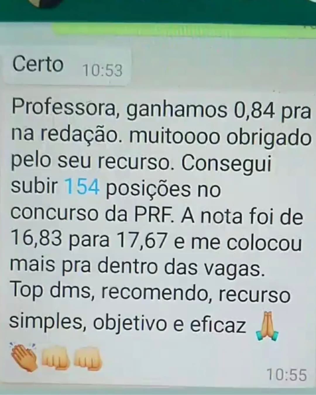 Depoimento de aluno aprovado