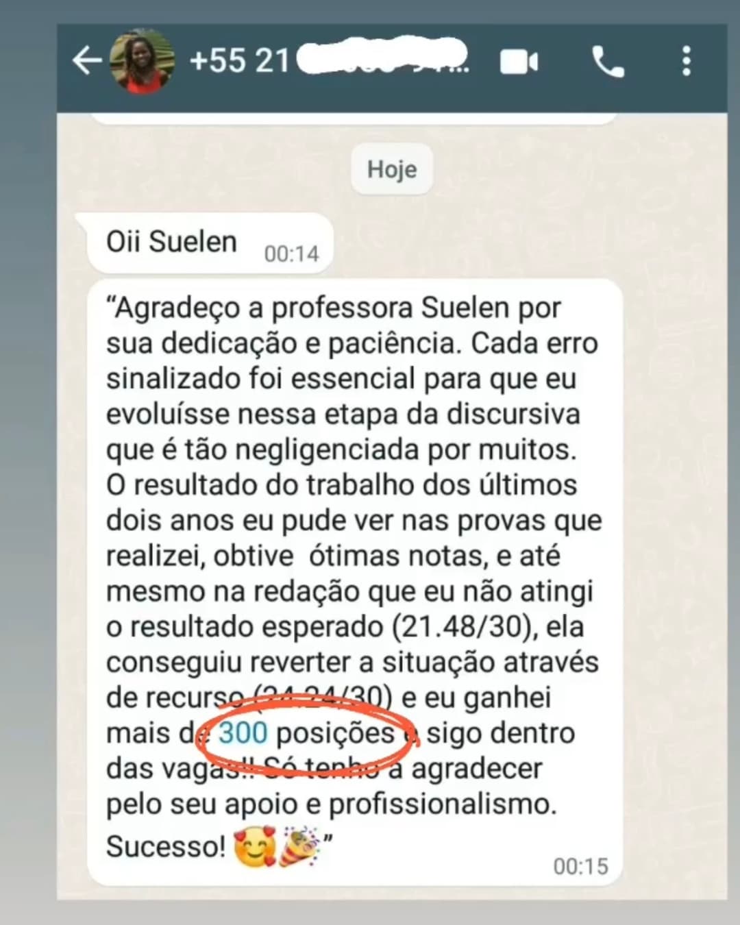 Depoimento de aluno aprovado