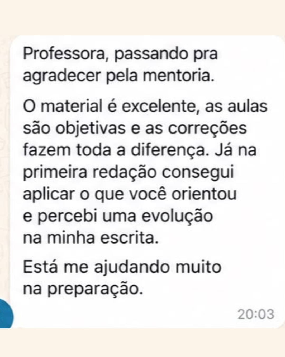 Depoimento de aluno aprovado