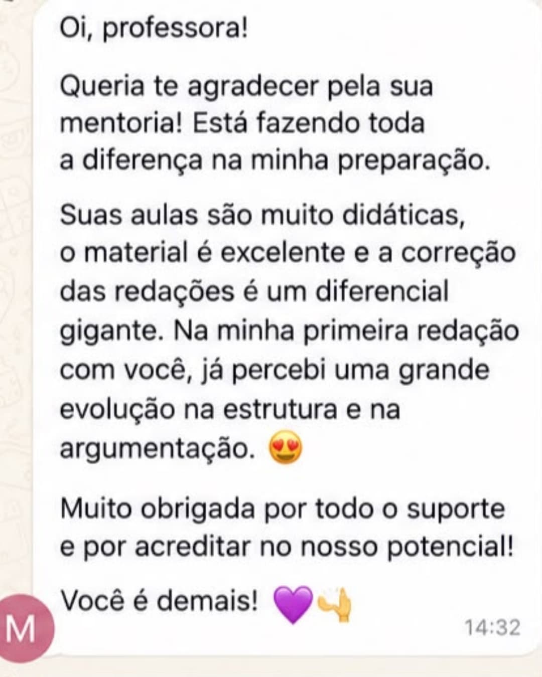 Depoimento de aluno aprovado