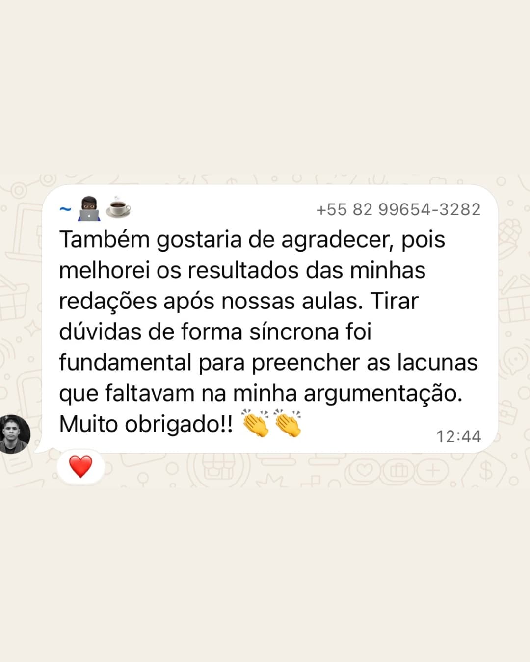 Depoimento de aluno aprovado